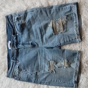 Judy Blue Ultra High Rise Distressed Bermuda Shorts